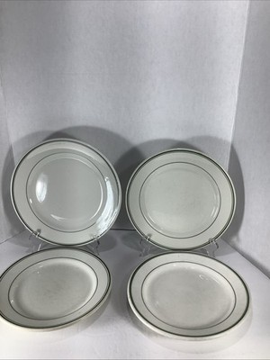Sterling China ️Green Stripe Vintage Dinner Plates~Mixed Lot Of 4