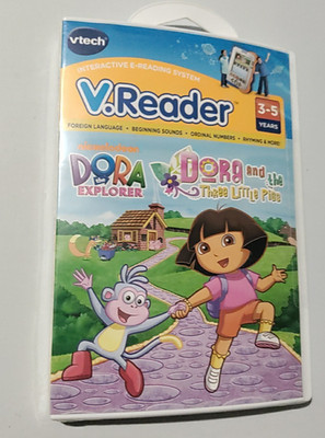 VTECH V.READER INTERACTIVE E-READING SYSTEM GAME DORA and THE 3 LITTLE PIGS NEW!