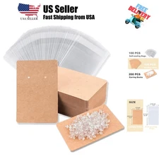 Earring Display Cards with 100 Pcs Earring Holder Cards 200 Pcs Earring Backs...