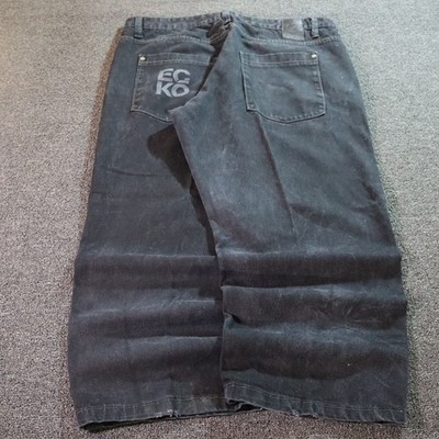Ecko Unltd Baggy Mens 40x30 Black Jeans Distressed Y2k Vintage Hip Hop Skater