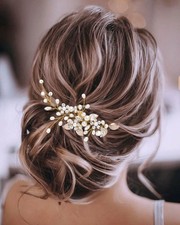 Pearl Bridal Hair Vine Leaf Headpiece Wedding Hair Accessories for Bride