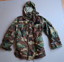 Vtg ARMY SURPLUS M65 FIELD JACKET WOODLAND CAMO COLD WEATHER COAT XS X-Small