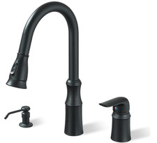 Kitchen Sink Faucet,3 Hole Kitchen Faucets with Pull Down Sprayer