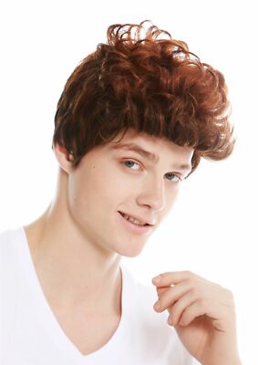 Perücke kurz Damen Herren lockige Spitzen Top Locken schwarz braun rotbraun Mix