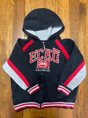 Boys Vintage Ecko Unlimited Hoodie Rhino Gray Black Size 5 Youth