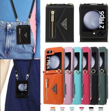 Crossbody Wallet Leather Stand Case With Strap For Samsung Galaxy Z Flip 5 4 3