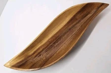 Alli Wood Honolulu Monkey Pod Elongated Dish, Philippines, Stickers, Natural