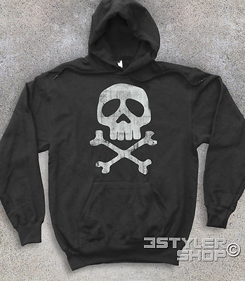 FELPA UNISEX Teschio Jolly Roger Flag Bandiera Pirata Capitan cartoni anni 80