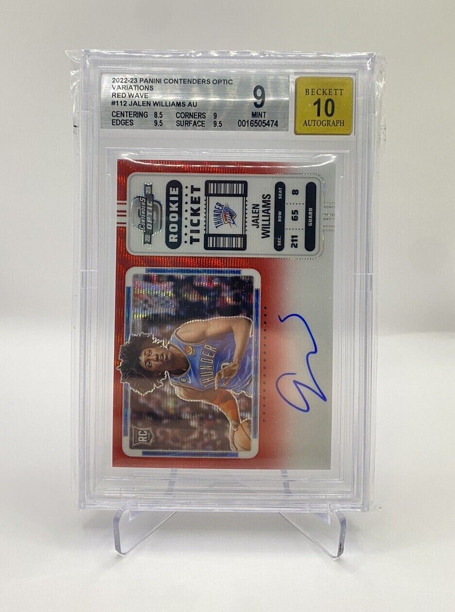 2022 Contenders Optic Jalen Williams Rookie Ticket Red Wave Variation Auto BGS 9