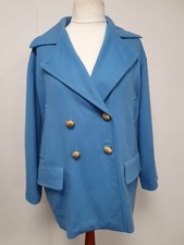 Vintage Iceberg Cashmere Blend Sky Blue Jacket Gold Buttons Made In Italy - Eu42
