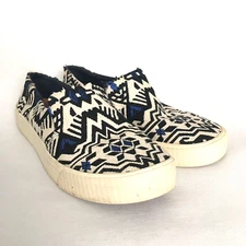 Toms Shoes Womens Size 6.5 Black White Slip On Comfort Casual Sneakers 