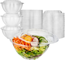 32Oz Clear Plastic Salad Bowls with Lids Disposable 50 Pack Medium Takeout ...