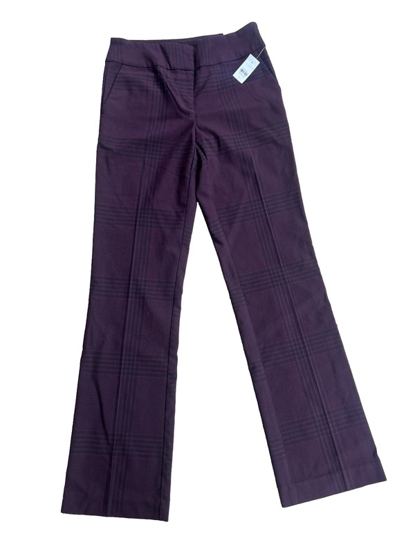 NEW Ann Taylor Factory Long Career Dress Pant Pants Burgundy Red Black  0 Small