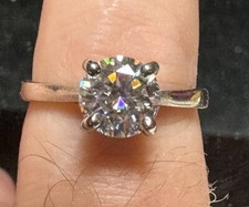 Moissanite 1.2 Ct Solitaire Ring 950 Platinum USA Made SZ 7.5 Real 950 Platinum