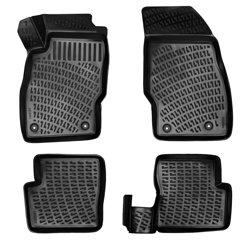 Tapis de sol Opel Corsa E haut de gamme en caoutchouc 4D noir robuste