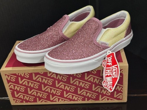 NEW Vans Classic Slip On x Kids Size 2.5 Shoes GLITTER Canvas Sneakers - Picture 16 of 20