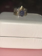 925 Sterling Silver Two toned Tanzanite Ring Size 7.5