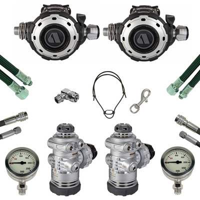 Apeks MTX-RC Sidemount Set DIN, Miflex schwarz, Gummi Inflator, Finimeter weiss