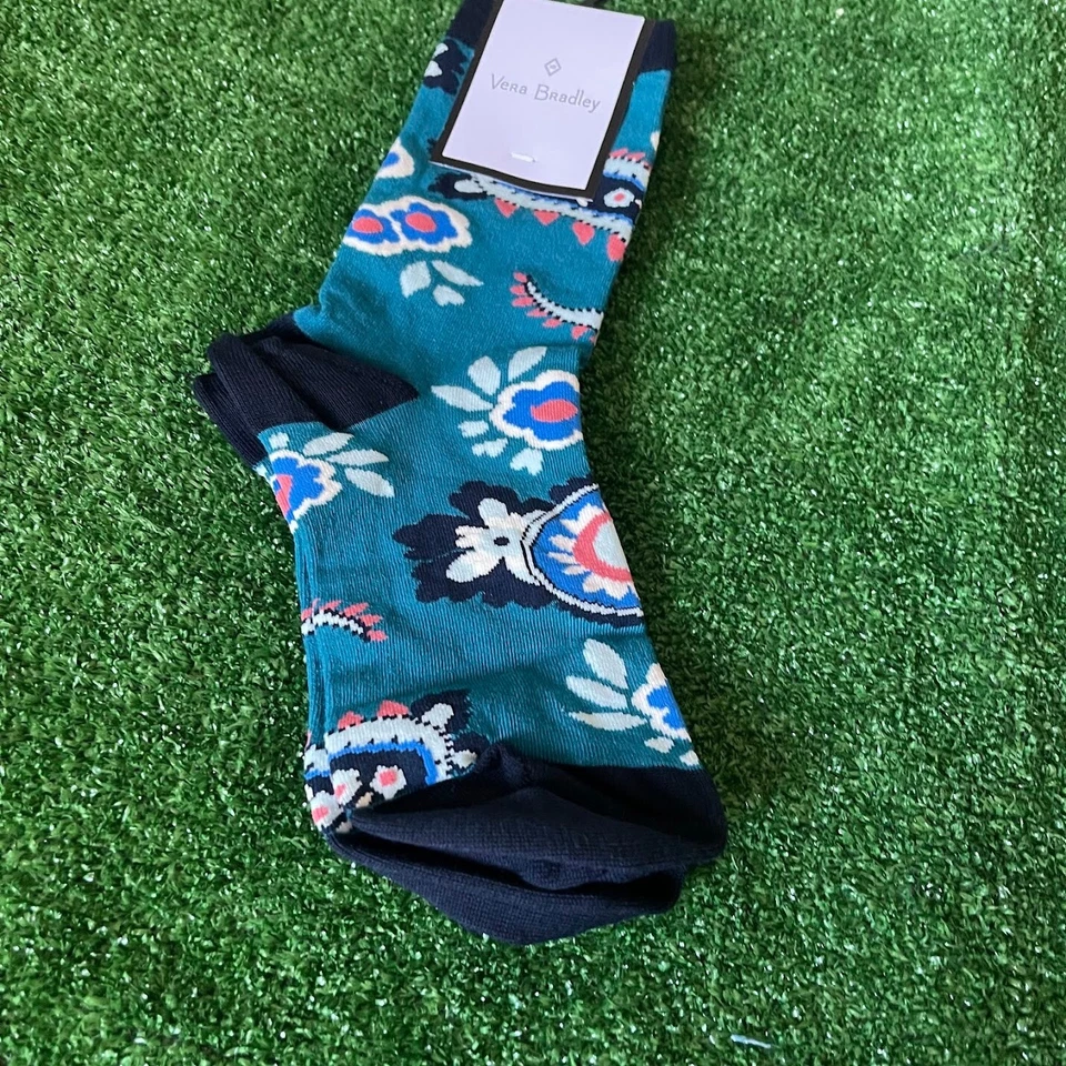Calcetines informales Vera Bradley Steel Haymarket Paisley Jewel verde azulado talla 5-10 NUEVO Foto 3 de 4