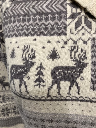 Woolrich Reindeer Knit Sweater With Button Turtleneck SZ L Cotton/Acrylic - Picture 3 of 17