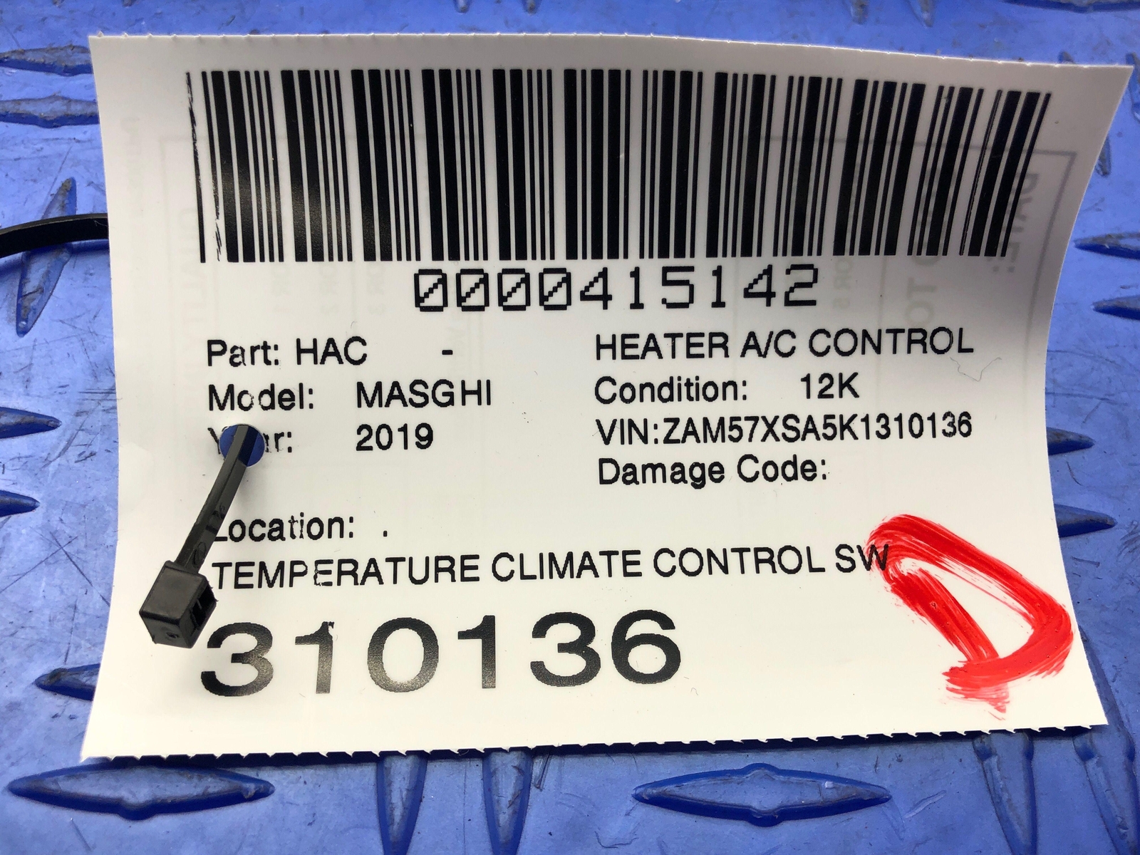 2017-2020 MASERATI GHIBLI TEMPERATURE CLIMATE CONTROL SWITCH PANEL 670126323 OEM