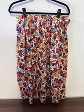 Vintage 90s Sag Harbor Skirt Large Floral Boho Cottage Y2K Stretch Waist Rayon