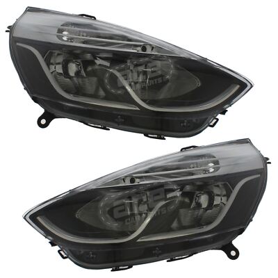 Renault Clio Mk4 2012-2016 Headlights Headlamps Black 1 Pair Drivers & Passenger