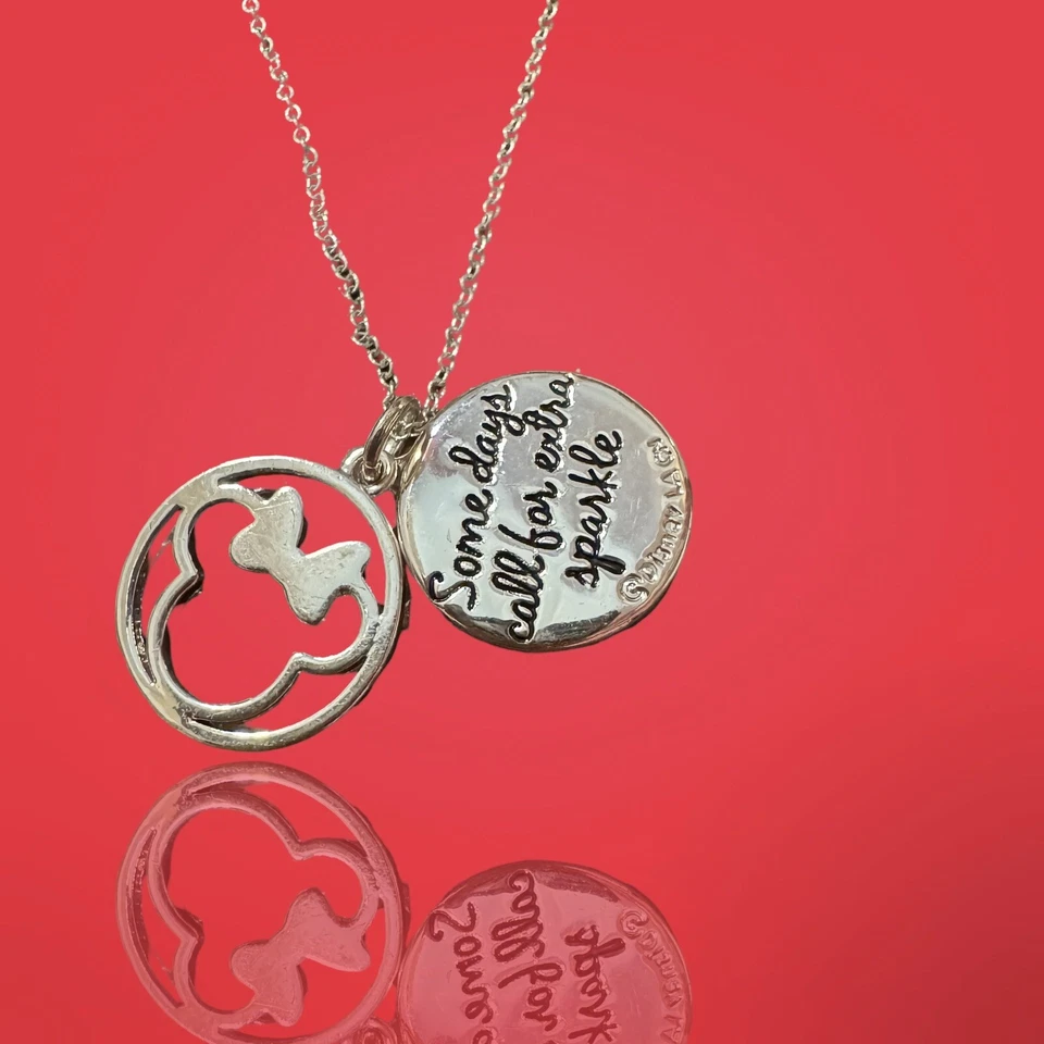 Disney Minnie Mouse Versátil Doble Colgante Pavé Set Estrás Tono Plata Foto 4 de 4