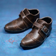 1/3SD Uncle BJD Shoes Retro Brown PU Leather Doll Suit Shoes Carving Buckle DIKA
