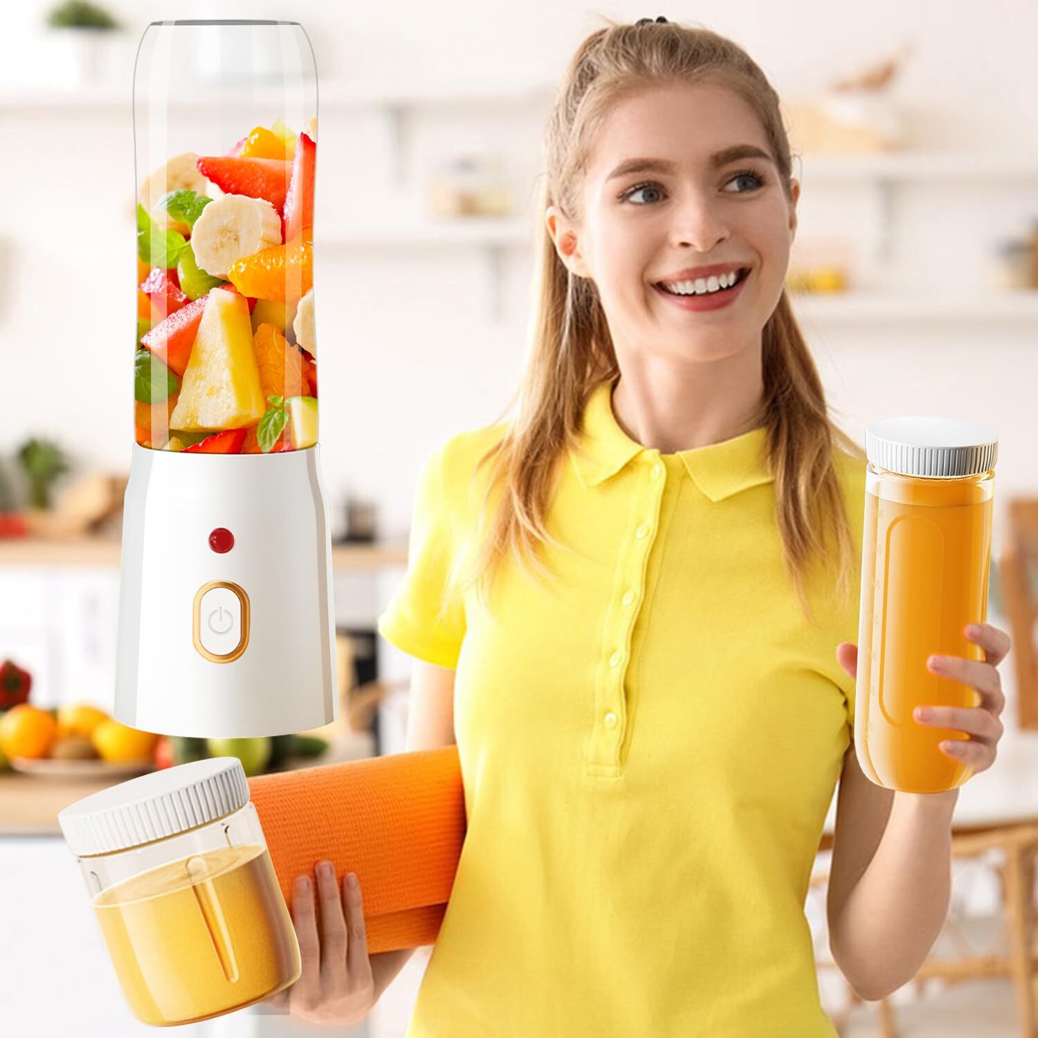 Personal Size Blender for Shakes and Smoothies,15.6 oz Portable Blender with ...