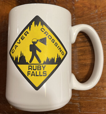 Ruby Falls Lookout Mountain Tennessee Coffee Mug - Caution Logo- Caver Crossing