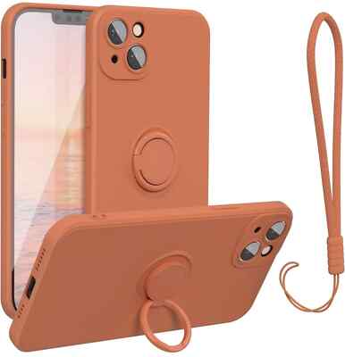 Abitku iPhone 14 Handyhülle, Ring Ständer Halter Band Silikon Orange