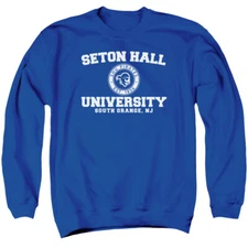 Seton Hall University Adult Crewneck Sweatshirt Circle Logo, Royal Blue, S-3XL