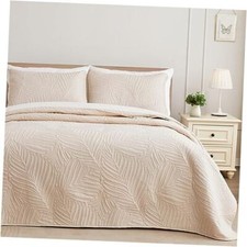 King Size Quilt Bedding Set, Lightweight Quilts King 104''X96'' Brich Beige