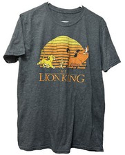 Disney The Lion King Simba Pumba Timon 90's Movie Cotton T-Shirt Large Men Gray