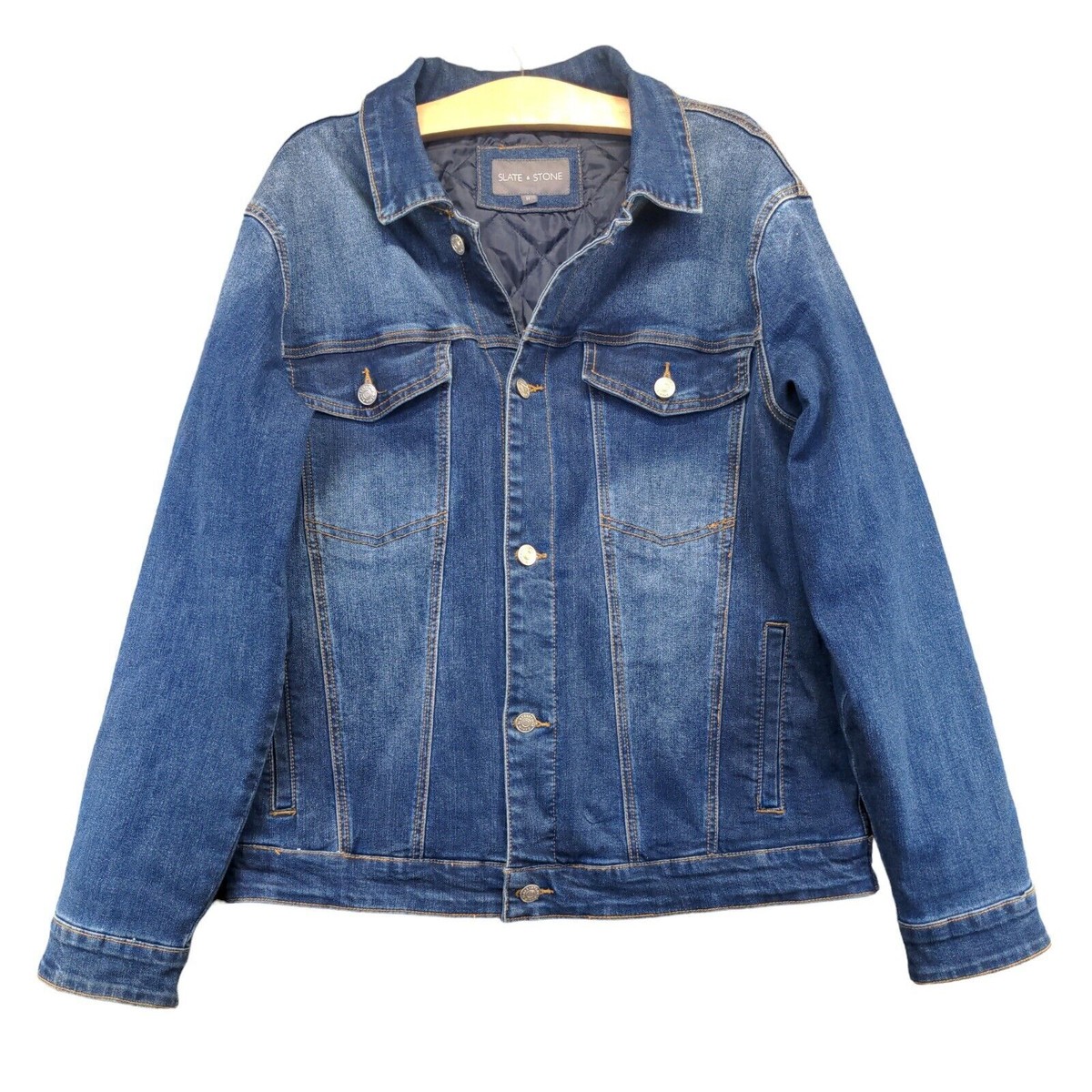 STONE  デニムジャケット S Slate & Stone Men's Denim Trucker Jacket Medium Long Sleeve Blue