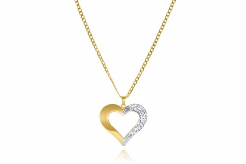 14k Two-Tone Gold Hearts Pendant 