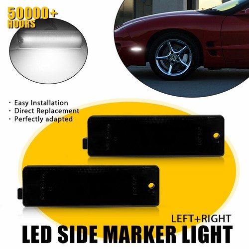 Lens Smoked LED White Rear Bumper Side Lights Marker For 1993-2002 Chevy Camaro - Picture 16 of 19