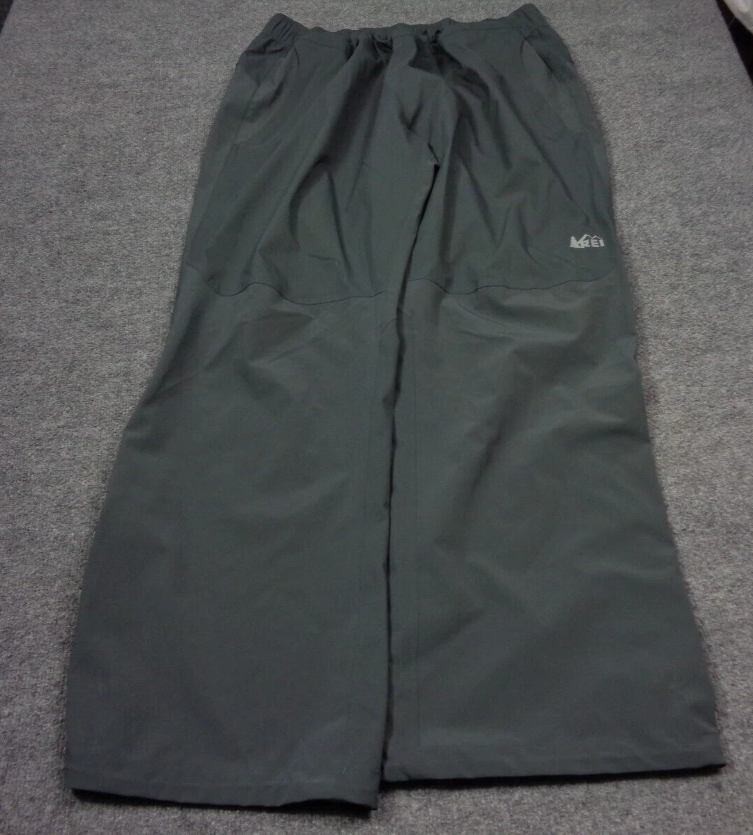 REI Rain Pants Mens XXL 32L Gray E1 Elements Side Zips Nylon Pullover Waterproof