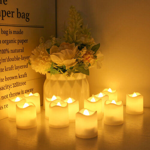 Set 24 pezzi luci da tè LED senza fiamma candele votive decorazione a batteria - Foto 3 di 9