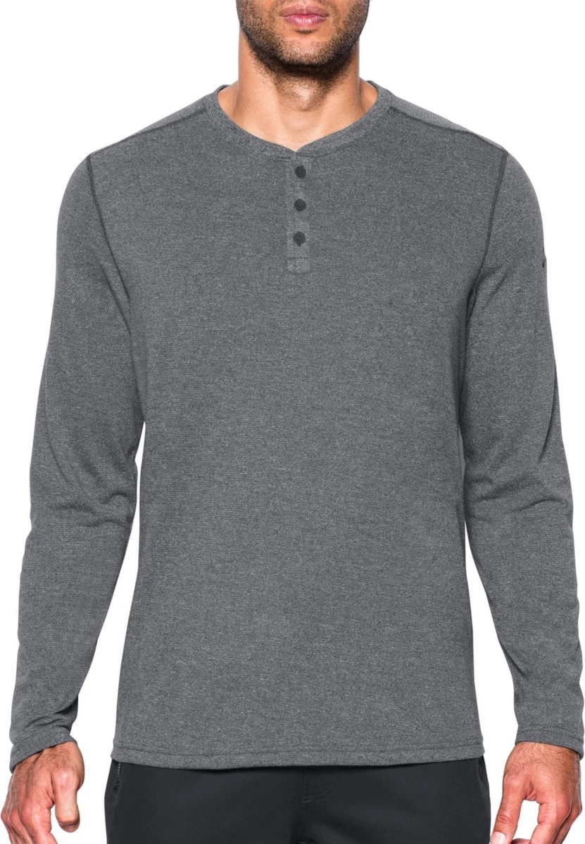 Under Armour Men s Anthracite Gray UA Threadborne Henley Long Sleeve Shirt