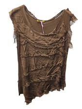 Womens Ladies Italian Top Vest Lagenlook Flap Over Shredded Layer Summer Silk OK