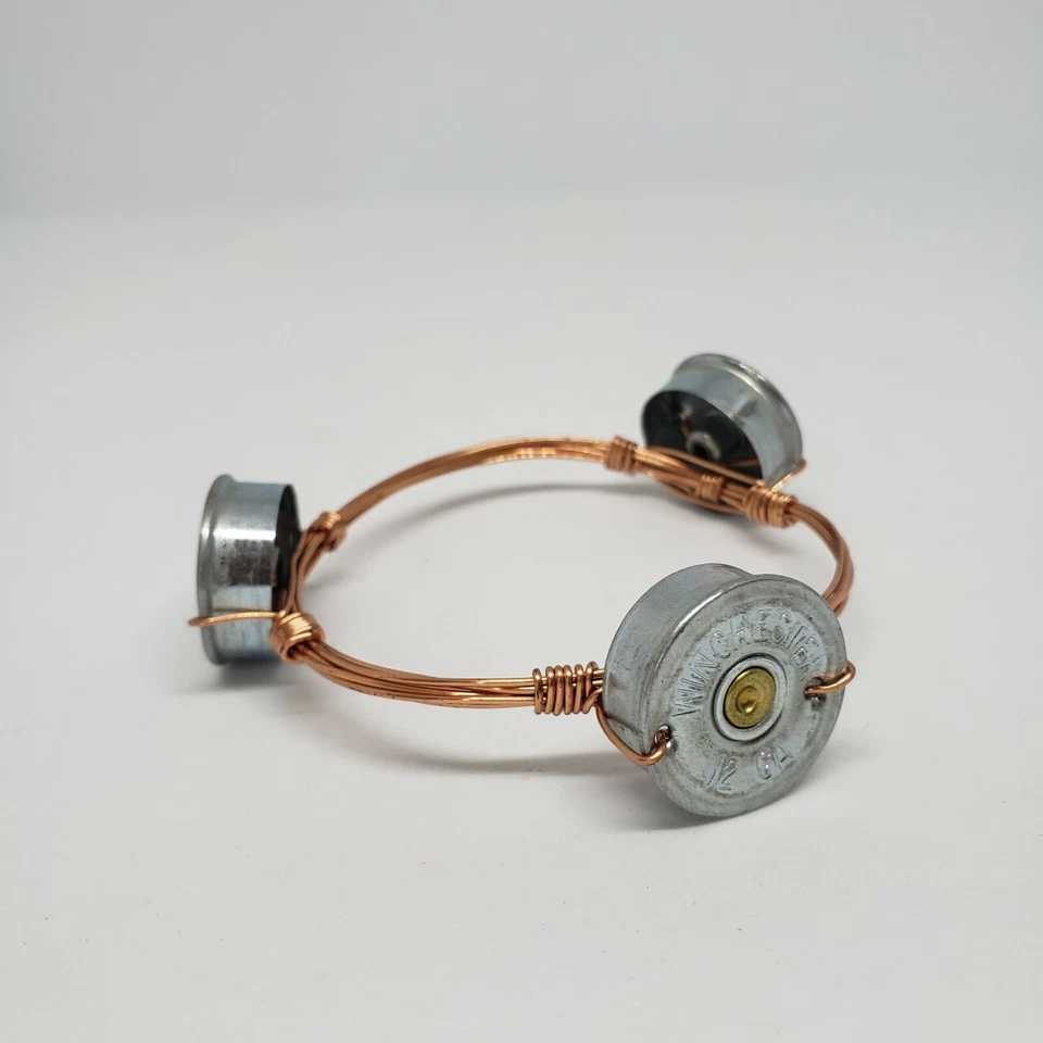 Handmade Winchester 12 GA Shell Bracelet Statement Copper Wire Statement Jewelry - Image 2 of 4