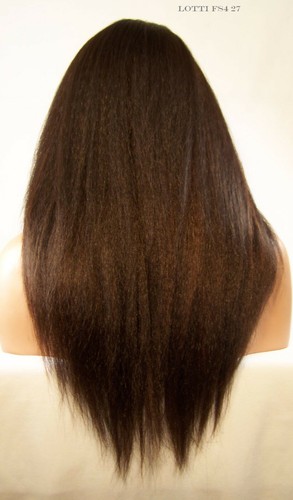 Long Yaki Lace Front Wig Brown w/Highlights #4.30 Long C-part Heat safe yaky lot - Picture 4 of 8