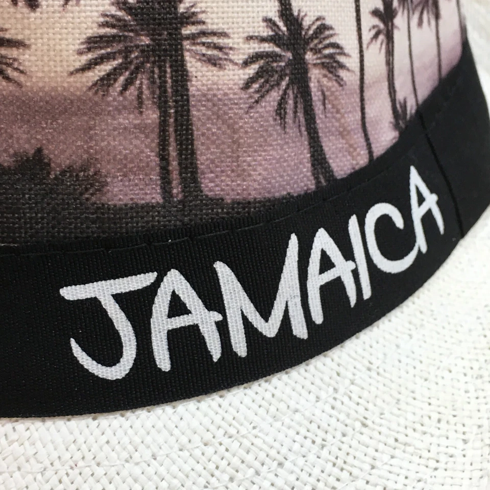 Jamaica Island Treasures Fedora Mens White OS Fitted Curved Brim Straw Hat - Изображение 3 из 4