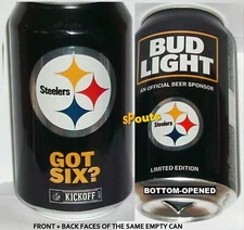 2017 PITTSBURGH STEELERS SIX SUPER BOWLS FOOTBALL NFL KICKOFF BUD LIGHT BEER CAN