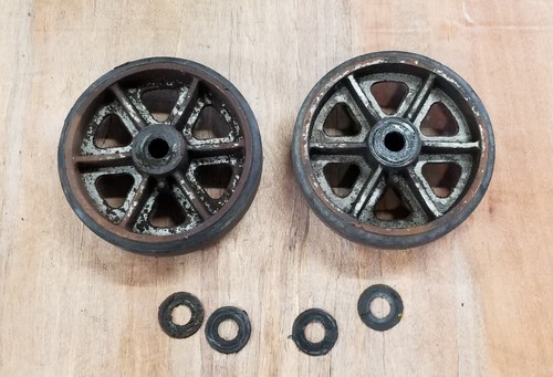 2 - Cart Wheels with Grease Zerks, Heavy Steel & Rubber 35 LBS.