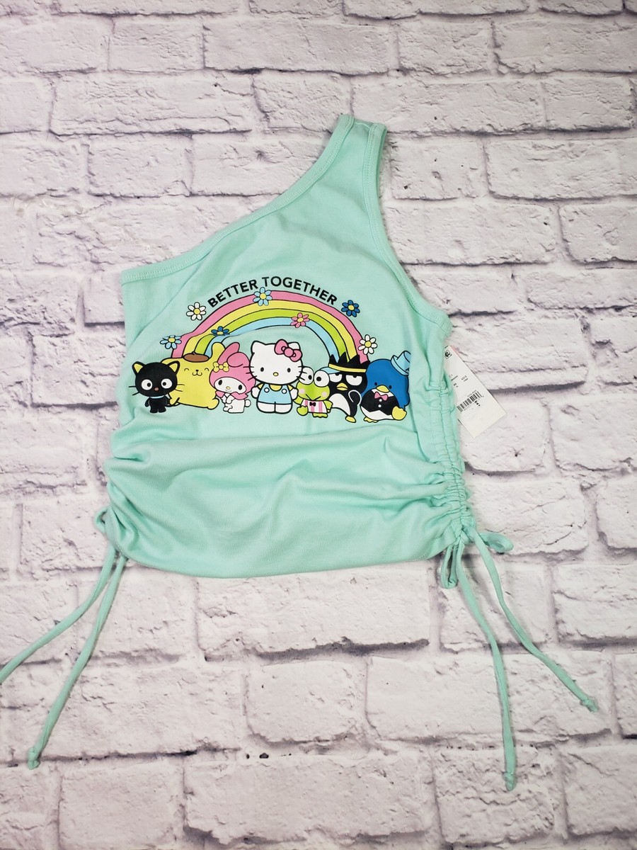 NEW Hello Kitty Jrs Mint Green One Shoulder Side Shirred
