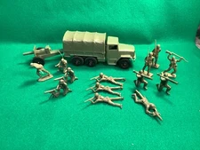Vintage Timmee Army 2.5-Ton Truck and Matching Cannon + Soldiers 60mm