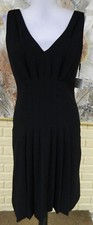 NWT GORGEOUS CALVIN KLEIN BLACK DRESS SZ 6 PLEATED UPPER & LOWER WAIST AREA FLAT